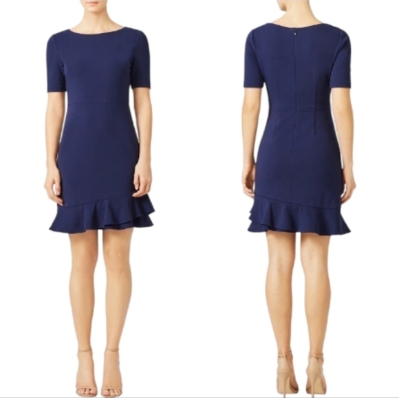 Diane Von Furstenberg Dresses & Skirts - Diane Von Furstenberg Serafina Navy Blue Ruffle Hem A Line Dress Size 4